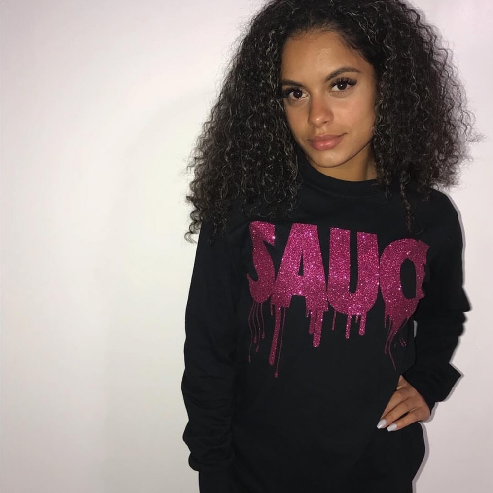 Sauce avenue pink glitter long sleeve